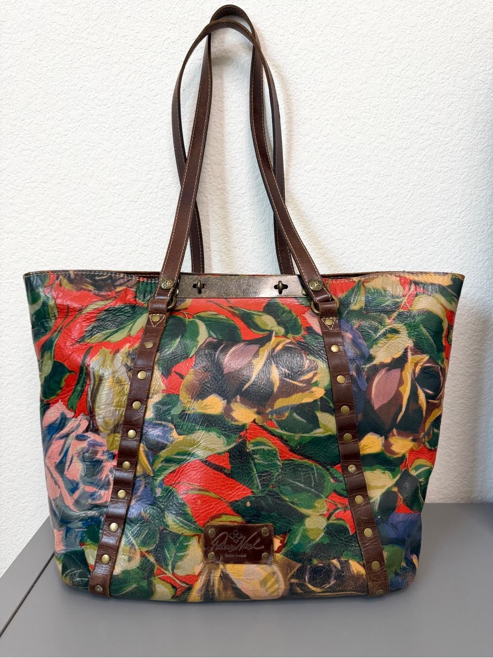 Patricia Nash Benvenuto Leather Tote Bag in Retired Winter Bloom Floral Print